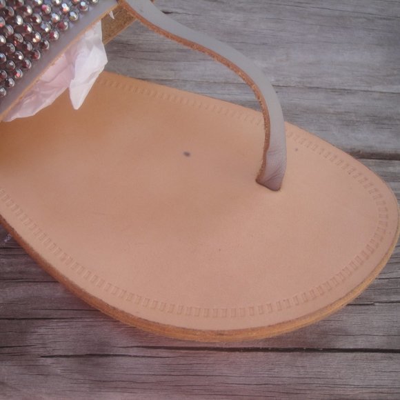 Bahia Made In Italy Slide Leather Sandal Rhinestone 7.5 Women. Great condition! - Picture 4 of 7